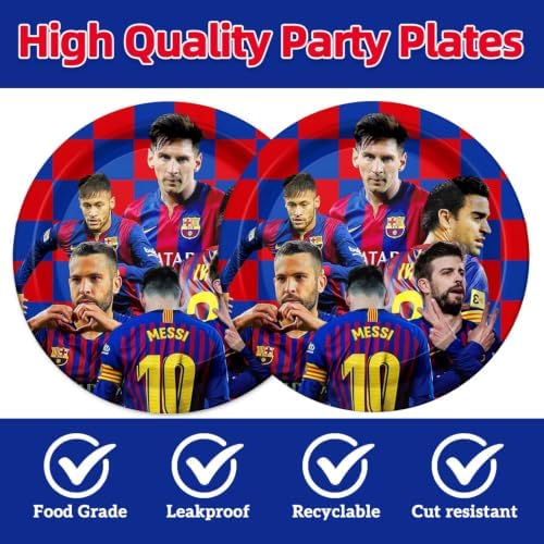 FC Soccer Party Supplies 40pck include 20 plates, 20 napkins for Barcelonas the birthday party decoration (White-19) - Image 3