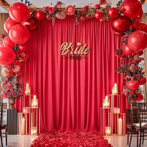 40x10ft Red Backdrop Curtain Panels for Parties - Wrinkle Free Polyester Photo Curtain Backdrop Wedding Back Drop Fabric Drapes for Party Decorations Background for Photography - Image 3