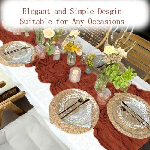 6 Pack Terracotta Cheesecloth Table Runner 20 x 120 inch Gauze Table Runners 10 FT Long,Semi Sheer Cheese Cloth Fabric Table Runner Bulk for Wedding,Party,Baby Shower,Bridal Shower Decoration - Image 6