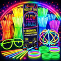 Ammy Glow Glow Sticks (205 Pcs Kit) Bulk Party Pack-100 Pack Glow Sticks with Connectors & Glasses- Party Favors for Kids 8-12- Neon Glow in The Dark Party Supplies for Birthdays & Events by AMMYGLOW