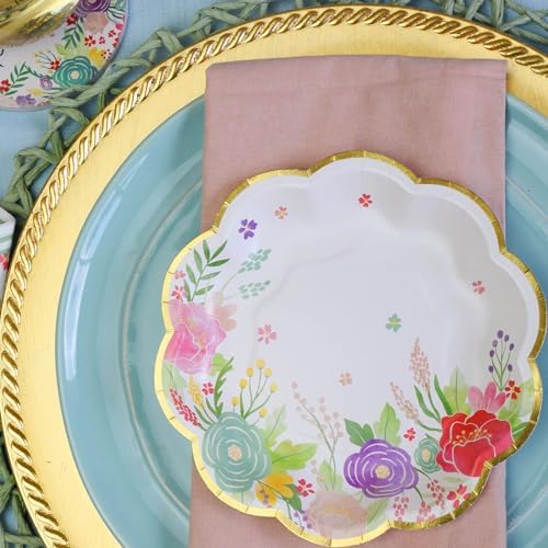 Kate Aspen Garden Blooms 62pc Paper Plates Napkins, 16pcs 7 inch & 16pcs 9 inch Heavy Duty Disposable Party Plates, 30pcs 6.5 inch Durable Paper Napkins for Bridal Shower, Baby Shower, Wedding Party - Image 7