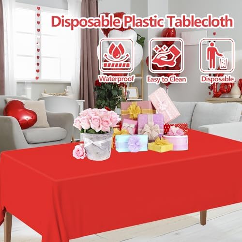 12Pcs Pink Plastic Tablecloths Disposable,54 x 108 Inch - Image 3