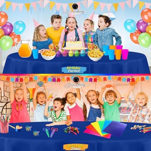 Grandipity Plastic Table Cloth Disposable 12 Pack 84" Round Blue - Image 4