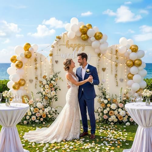 Toolterritary Set of 3 Metal Arch Backdrop Stand with Cover Set, (8FT, 7.2FT, 6.6FT Wedding Arch and Cover Set), Backdrop Arch for Party, Baby Shower, Birthday, and Graduation Ceremony - Image 2