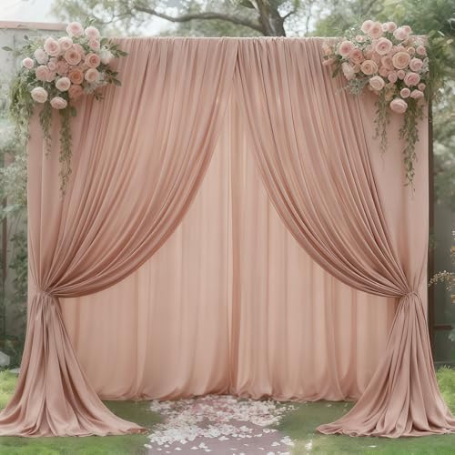 10x12ft Blush Nude Backdrop Curtain Panels for Parties - Wrinkle Free Polyester Photo Curtain Backdrop Wedding Back Drop Fabric Drapes for Party Decorations Background for Photography by WishCare