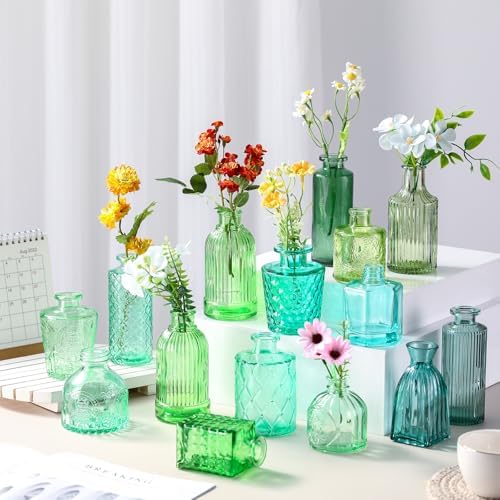 Yaomiao 30 Pcs Glass Bud Vases Centerpieces, Green Series - Image 6