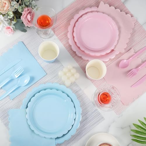 50 Set Baby Gender Reveal Plates Napkins, Pink Blue Party Tableware - Image 4