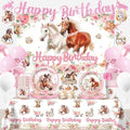 214Pcs Horse Birthday Decorations Tableware Set, 25 Serves by Yingoto