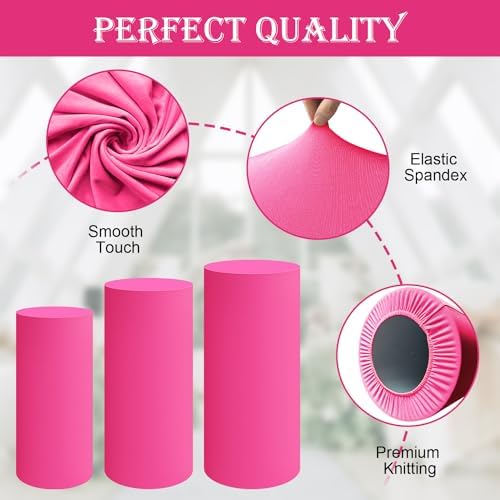 SaitiMade Set of 5 - Fuchsia Cylinder Pedestal Stand Covers - Image 3