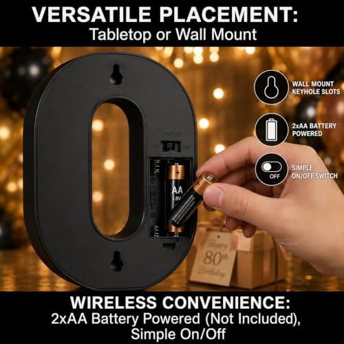 40th Birthday Decorations for Women Men, Black Light-Up Number 40 Sign, Battery-Operated Illuminated Party Table Decoration Backdrop Wall Decor, 40th Birthday Gifts for Men Women ZJDZTK - Image 5