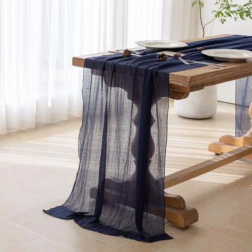 6Pcs Navy Cheesecloth Table Runner 120 Inches for Party Boho Home Decor - Image 2