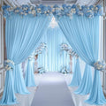 40x10FT Baby Blue Backdrop Curtains for Wedding Parties, Wrinkle Free Polyester Photography Backdrop Drapes for Wedding Baby Shower Birthday Parties Stage Background Stand Decorations 4x10ft,10 Panels by Partisky