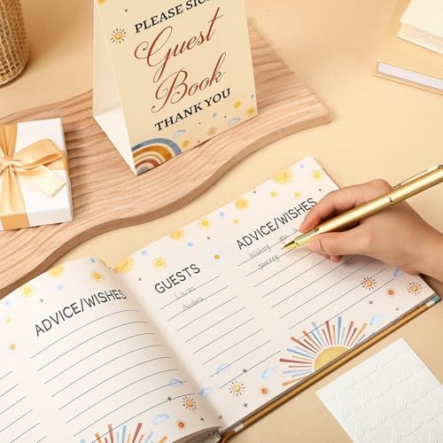 Fuyoooo 27 Pcs Boho and Sun Theme Baby Shower Guest Book Sign in with Pen - Image 3
