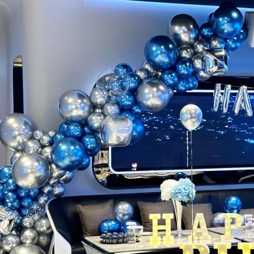 Voircoloria 130pcs Metallic Blue Balloons Arch Kit, 18 12 10 5 Inch - Image 4