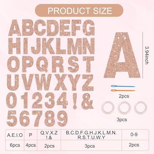 BEISHIDA Glitter Rose Gold 116 PCS A-Z DIY Letter Custom Banner Party Decor - Image 2
