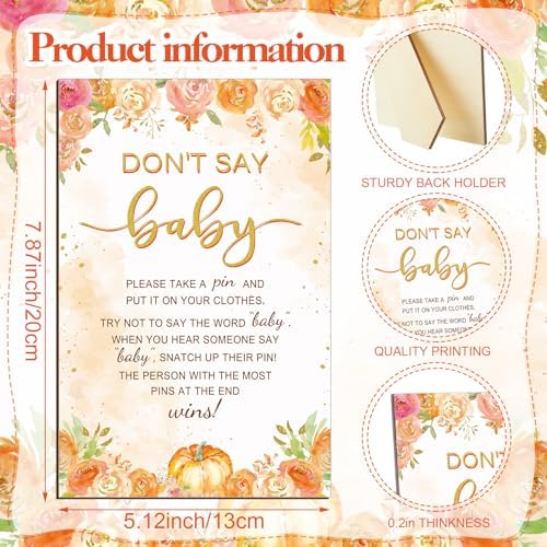 Patelai 321 Pcs Baby Shower Games Supplies, Watercolor Pumpkin - Image 5