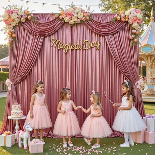 20x10ft Thick Rose Gold Glitter Backdrop Curtain Panels for Parties, Wrinkle Free Sequin Sparking Photo Backdrop Drapes, 4 Panels 5x10ft Shimmer Back Drop Cloth for Wedding Birthday Photography - Image 6