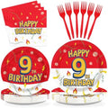 Grencian 96Pcs Happy 9th Birthday Party Supplies, Serves 24 by Grencian