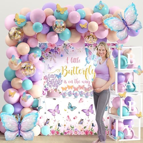 Butterfly Baby Shower Decorations for Girl Pink Purple Party Decoration Set - Image 5