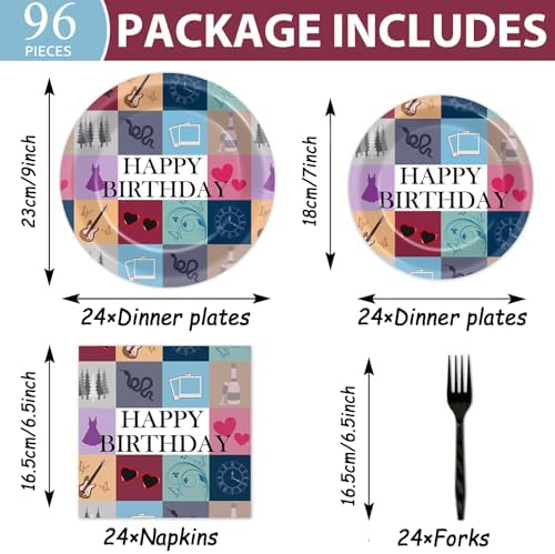 96Pcs Music star Party Plates and Napkins for Popular Birthday Table Supplies Singer Themed Paper Dessert Plates Music Fan Tableware Set for Kids Boys 24 Guests Birthday Party Decorations - Image 2