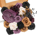 Floweroyal Halloween Artificial Flowers Black Flowers Mix Silk Flowers Fake Roses with Stems for DIY Wedding Bridal Bouquets, Baby Shower, Floral Arrangement, Table Centerpieces, Home Decorations by FloweroyalCrafts