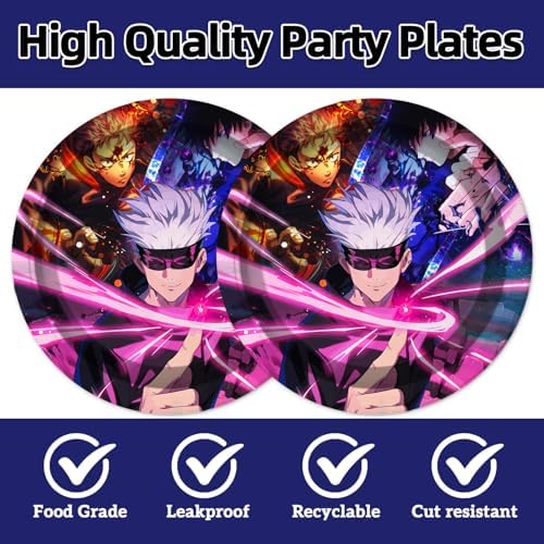 40Pcs For Jujutsu Manga Kaisen Party Supplies include 20 plates, 20 napkins for the For Jujutsu Manga Kaisen birthday party decoration - Image 3