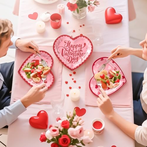 48PCS Love Party Plates,Big Heart Shaped Disposable Paper Plates,Heart Party Supplies for Bridal Wedding Engagement,Love Plates for Valentines Galentines Anniversary Birthday - Image 6