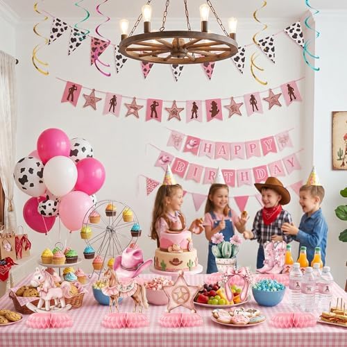 12 Pcs Cowgirl Baby Shower Decorations for Girl - Western Cowgirl Party Supplies - Pink Rodeo Boots Hat Horse Centerpieces for Tables - Cowgirl Honeycomb Table Decor for Baby Shower and 1st Birthday - Image 5