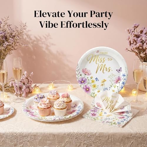 50 Pcs Miss to Mrs Plates and Napkins Set, 7 Inch Bridal Shower Supplies - Image 4