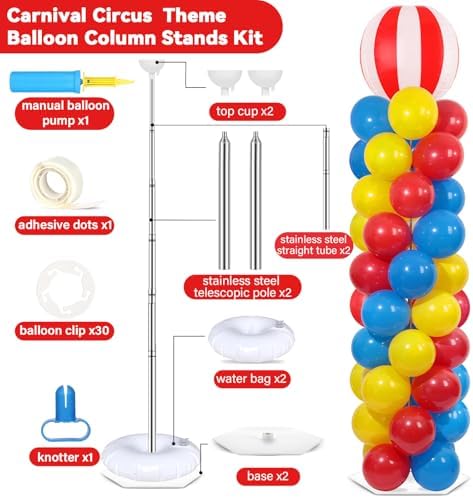 2 Sets Carnival Circus Balloon Column Stand Kit Adjustable Balloon Decor - Image 2