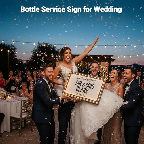 16IN Wedding Bottle Service Sign, Personalized Wedding Entrance Props Led Marquee Sign for Reception, Custom Light up Marquee Sign with Stickers for Bridal Engagement Anniversary Nightclub Gift - Image 2