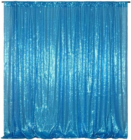 Poise3EHome 8FT x 10FT Sequin Photography Backdrop Curtain for Party Decoration, Turquoise by Poise3EHome