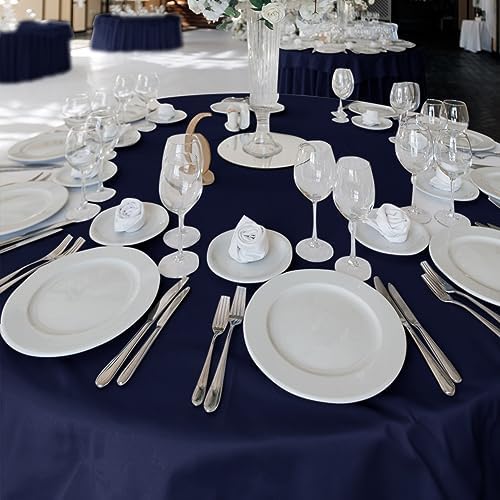 Fitable 6 Pack Navy Tablecloths 120 Inch Round for 48"-96" Tables - Image 2
