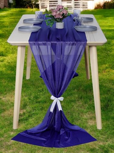 Pack of 10 Chiffon Table Runners 29 x 120 Inch, 10FT Long - Royal Blue by MDS