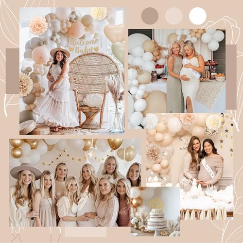 Beige Baby Shower Decorations Set for Neutral Gender Reveal Party - Image 3