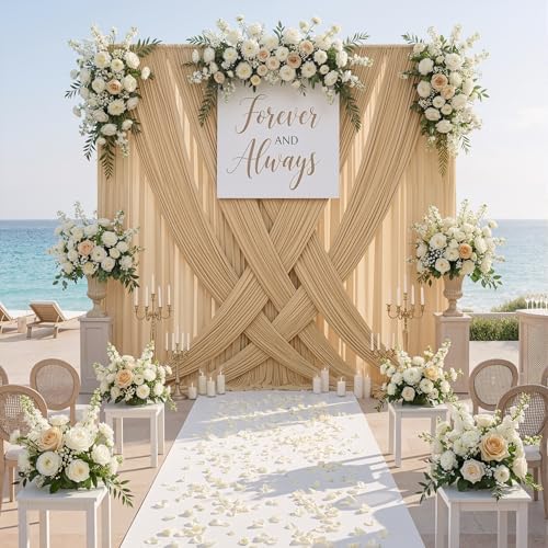 20ftx10ft Champagne Backdrop Curtains for Parties, Wrinkle Free Photo Curtains Backdrop Drapes 4 Panels Back Drop Cloth Drapery for Wedding Birthday Photography Background - Image 6