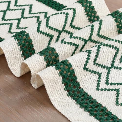 Artoid Mode Forest Green Stripe Diamond Woven Table Runner 12x48 Inch - Image 6