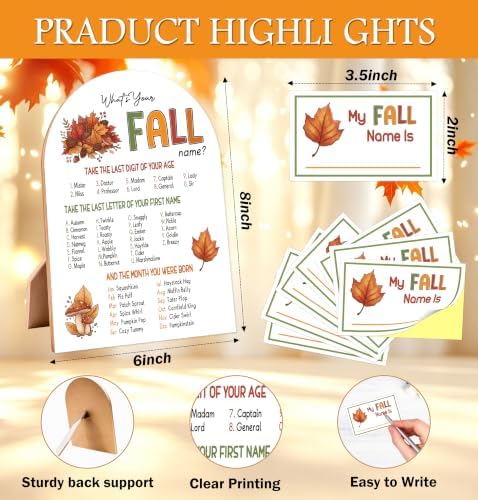 Autumn Party Icebreaker Wooden Sign, What's Your Fall Name Game - Image 2