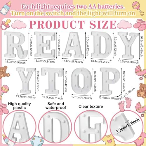 Honoson 10 Pcs Ready to Pop LED Sign Baby Shower Party Decorations - Image 4