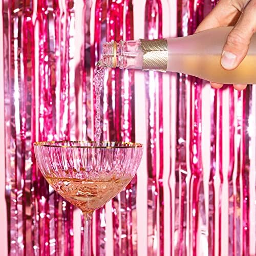 10 Pack Pink Backdrop Curtain 3.2ft x 8.2ft Metallic Tinsel Foil Fringe Curtains Photo Booth Background for Birthday Party Decoration Baby Shower Engagement Wedding Christmas Decoration (Pink) - Image 6