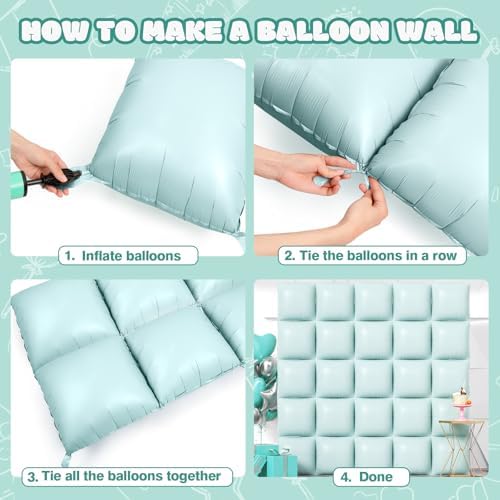 NISOCY 25PCS Pastel Green Square Foil Balloons Wall Backdrop - Image 4