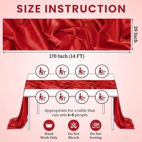 Pack of 10 Chiffon Table Runners 29 x 120 Inch, 14FT Long - Red - Image 3