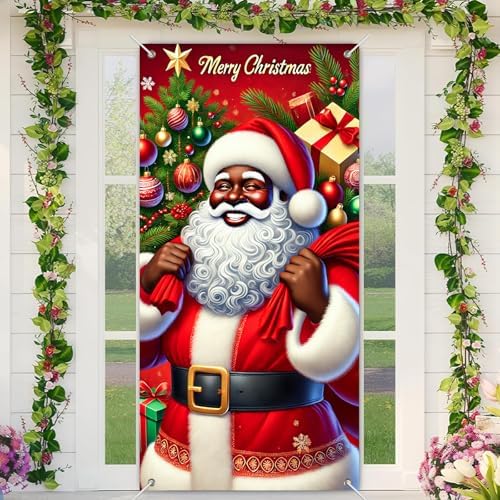 BlissYard Door Cover Santa Winter Wonderland 35x71 Inch Polyester by BlissYard