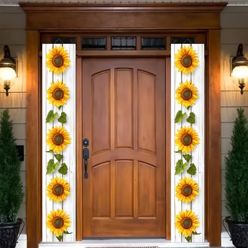BlissYard Sunflower Welcome Hanging Banners Spring Summer Porch Banners Flags Summer Door Banners Party Decorations Hanging Banner12 x 72inches Seasonal Front Door Sign Decoration - Image 5