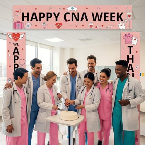 Smoothnovelty 3 Pcs Pink Happy CNA Week Banner - Image 4