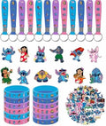 KOENI 86pcs Stitch Birthday Party decorations Set Included 12 Bracelets, 12 Acrylic Pins, 12 Keychains, 50 Stickers, by Unknown