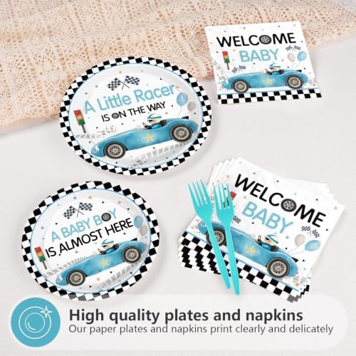 96Pcs Blue Race Car Baby Shower Decorations for Boys, Serves 24 - Image 4