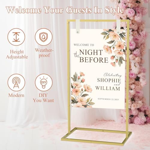 Wedding Sign Holder, Gold - Image 3