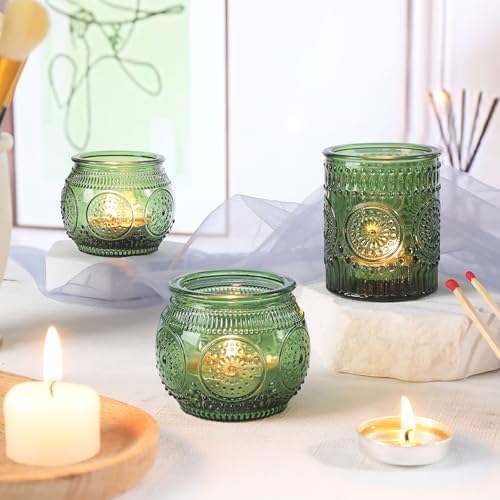 36 Pcs Green Candle Holders Bulk for Wedding Table Centerpieces - Assorted Glass Tea Light Holders for Vintage Wedding Table Centerpieces, Bridal or Baby Shower Decoration - Image 7