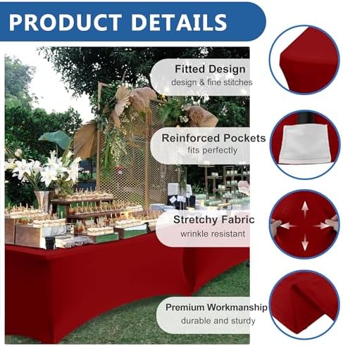 Spandex Table Cloths for 8 foot Rectangle Tables-Fitted Stretch Table Cover - Image 2